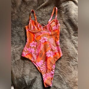 Tropical Papayas Inspired Orange and Pink Swimsuit